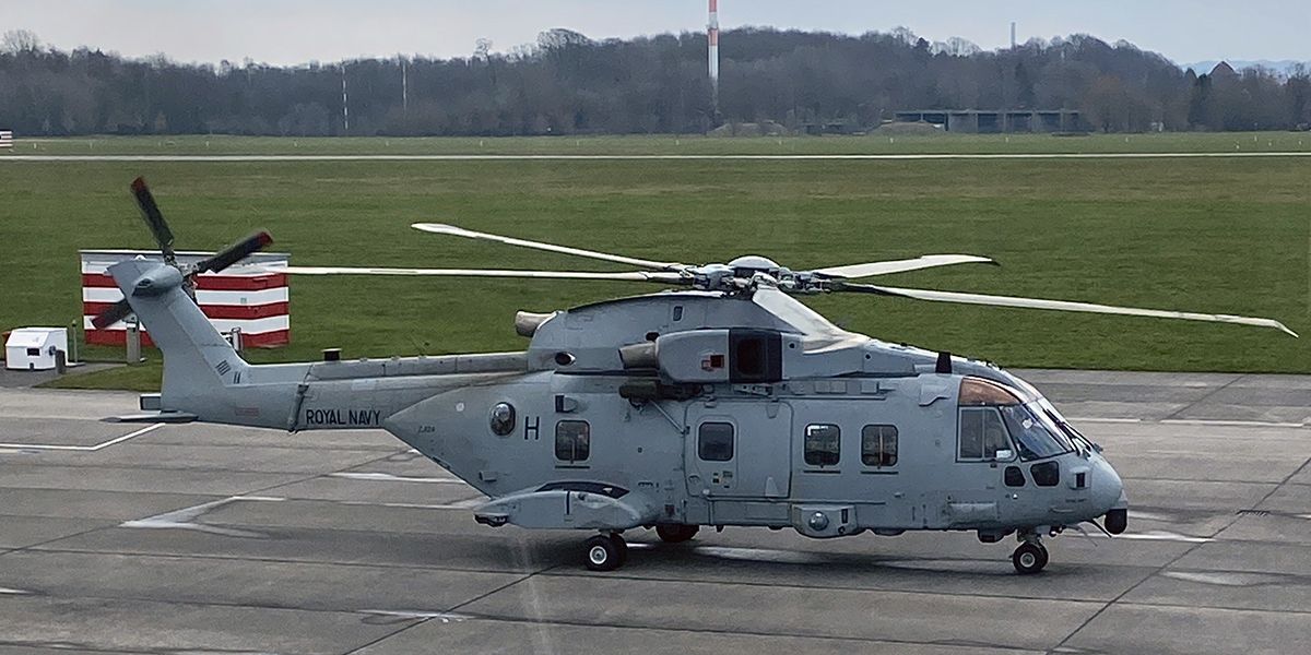 Sideview of helicopter EH101