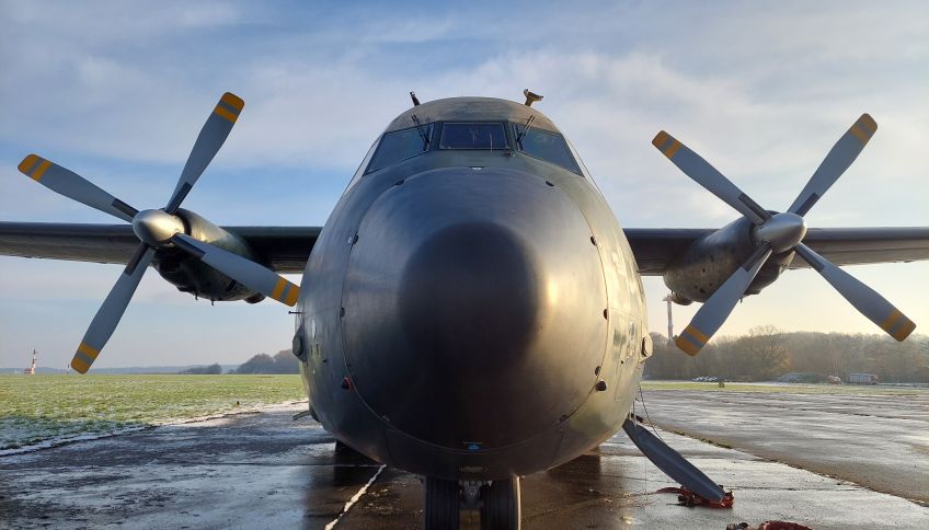 Close front view of one transall