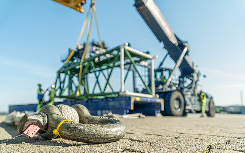 Reachstacker transports heavy goods