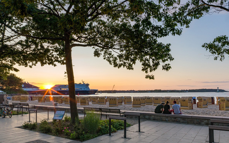 Kiel beach at sunset