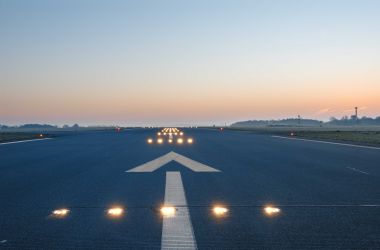 Kiel Airport runway with lighting